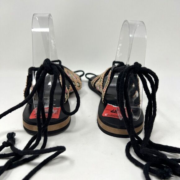 Free People Mantra Mirror Sandals Black Boho Gladiator Lace Up EU 39 Women’s 8.5 - Picture 10 of 12